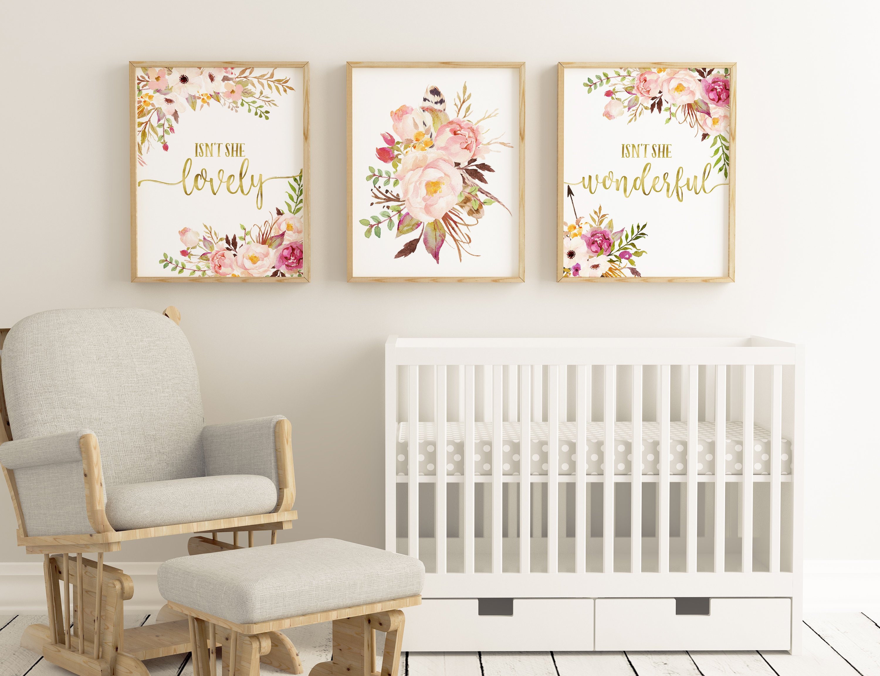 Pink Nursery Print Isn't She Lovely Nursery Decor Quote Etsy
