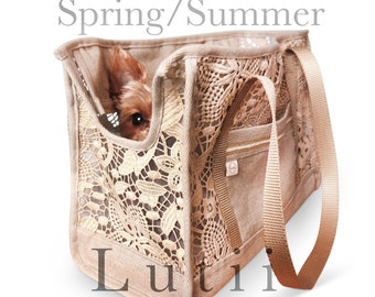 dog carrier, dog bag, pet carrier, airy non-overheating spring/summer lace -"Summer Wheat"