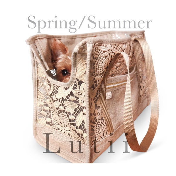 dog carrier, dog bag, pet carrier, airy non-overheating spring/summer lace -"Summer Wheat"