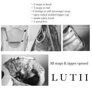 summer dog tote, dog bag, dog tote bag, dog purse, pet tote, airy fabric non-overheating, Lux lace sheer pet carrier-handmade by Lutii. image 8