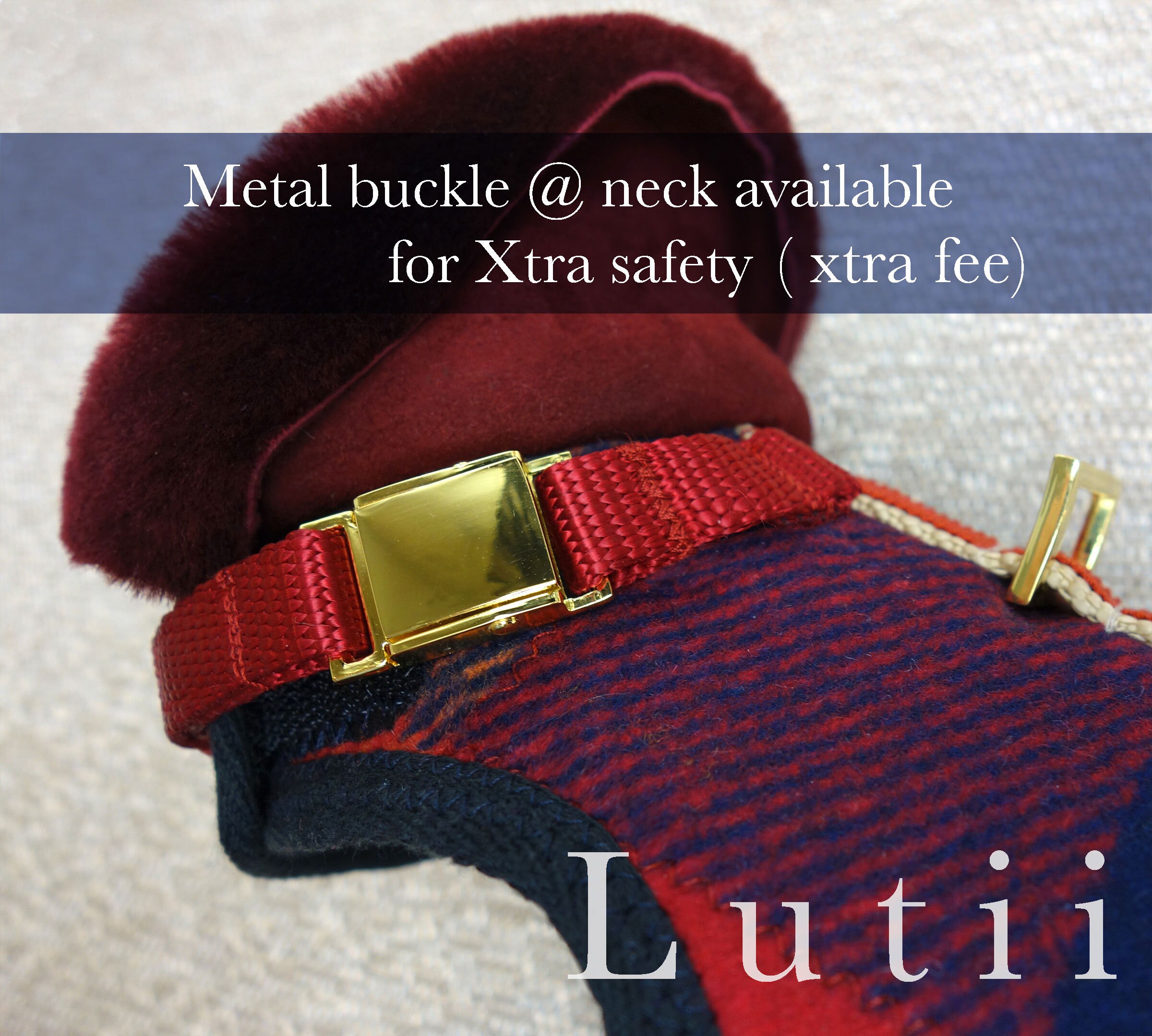 dog harness with metal buckles