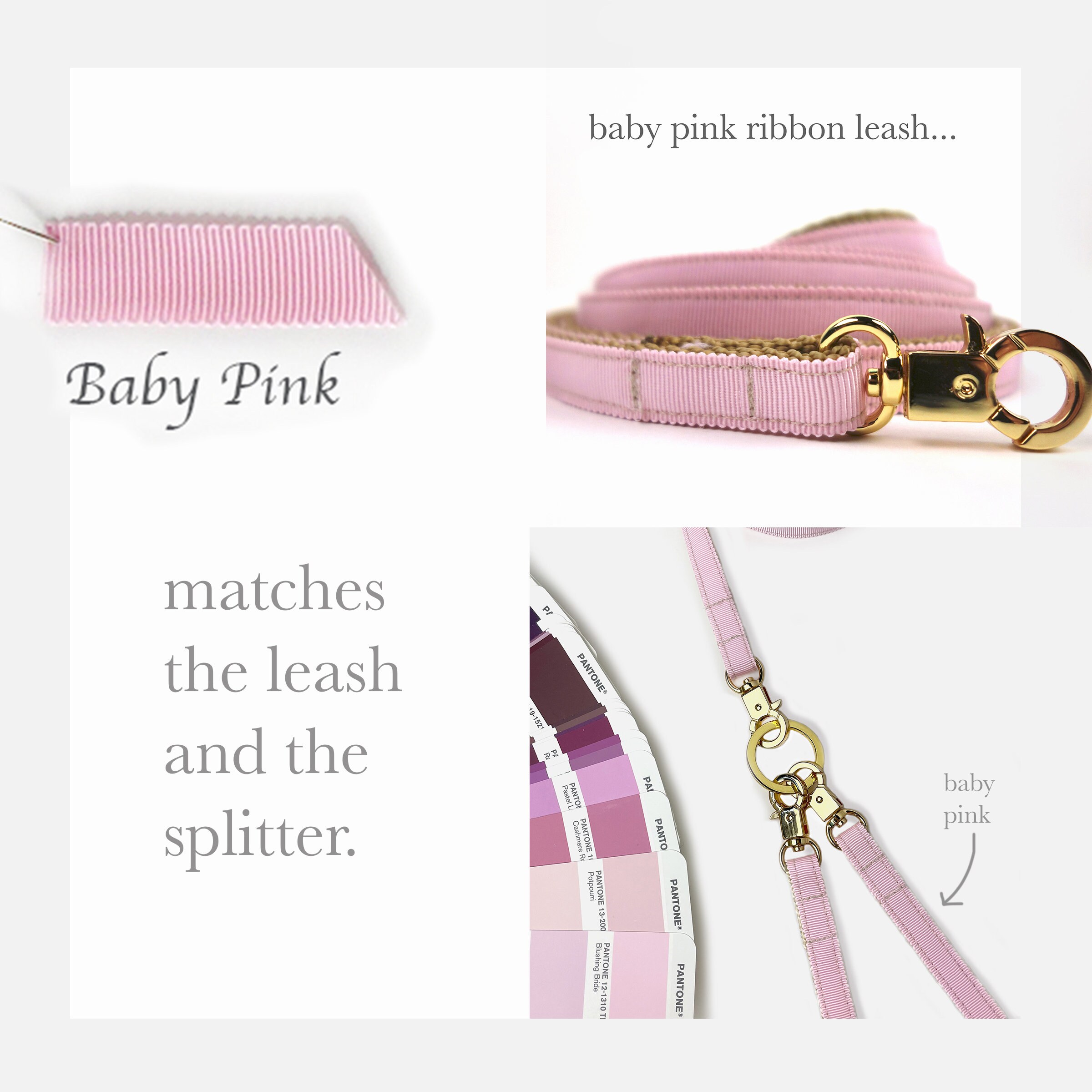 Leash Splitter for Dog Leash Expensive Designer Hardware, Pink Ribbon ...