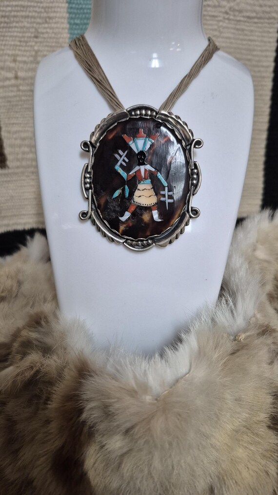 Zuni Pendant with Apache Dancer Inlay Pendant on … - image 3