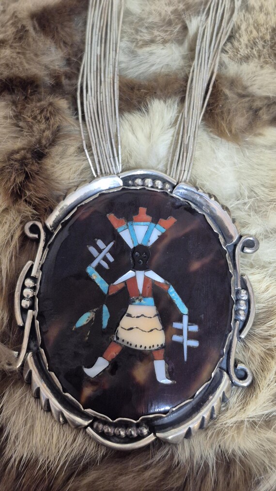 Zuni Pendant with Apache Dancer Inlay Pendant on … - image 7