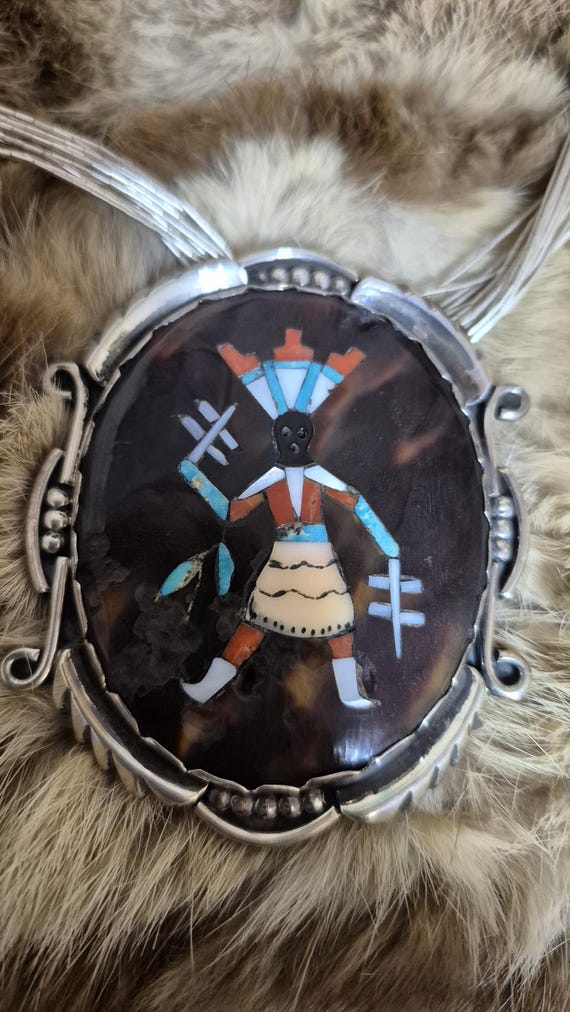 Zuni Pendant with Apache Dancer Inlay Pendant on … - image 6