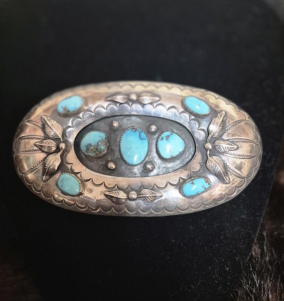 Authentic Unisex Sterling Silver and Turquoise Native  display picture 1