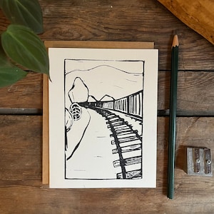 Vías del tren / Tarjeta de felicitación / Juego de tarjetas en blanco hechas a mano