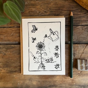Tarjeta de felicitación de jardinería / Juego de tarjetas en blanco hechas a mano