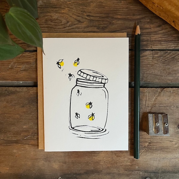 Fireflies | Greeting Card | Handmade Blank Notecard Set