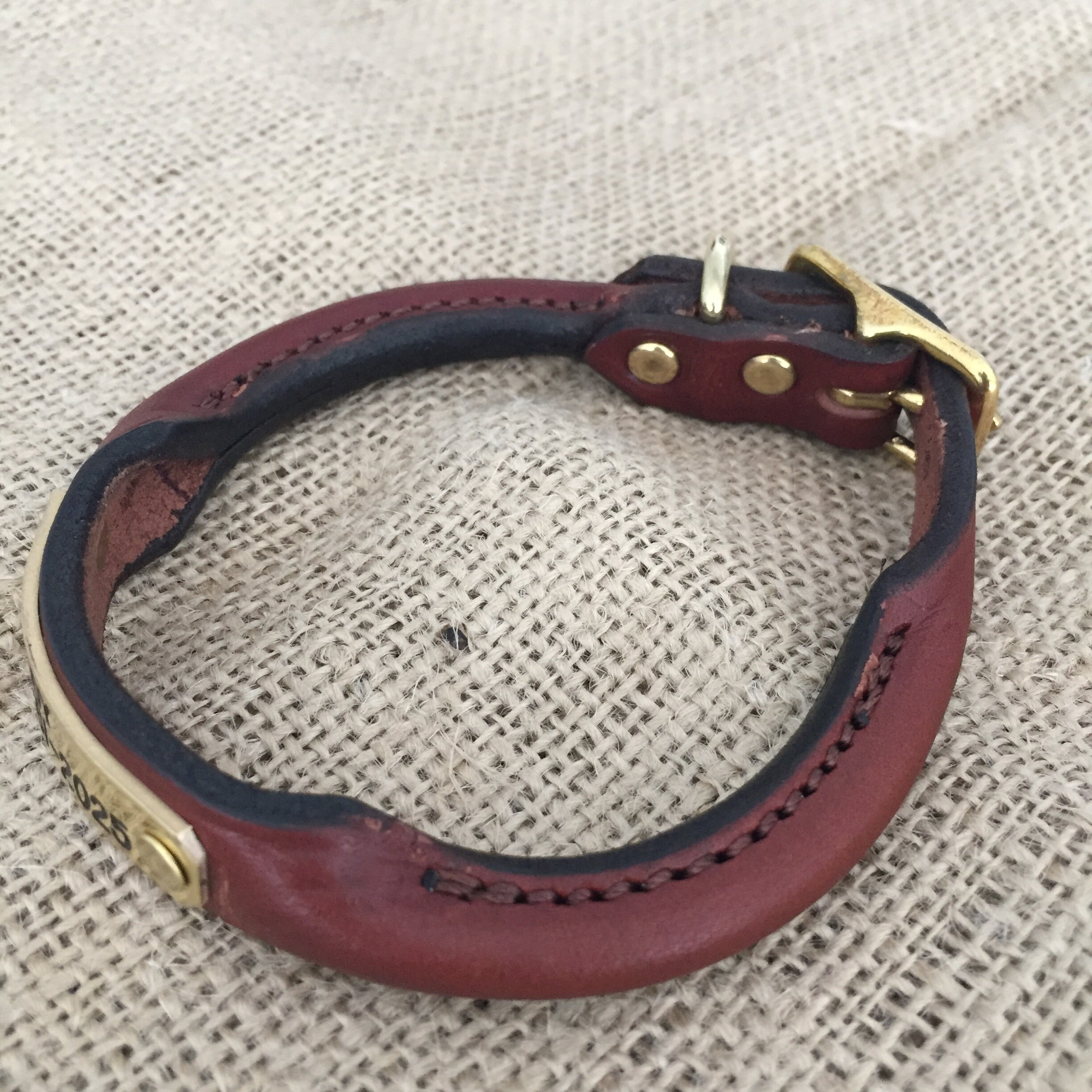 Personalized Rolled Leather Dog Collar with Brass Nameplate Etsy