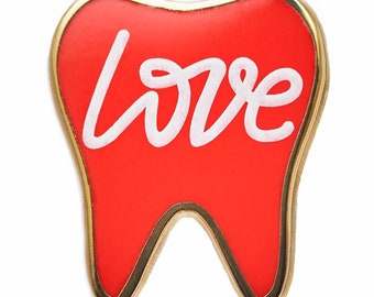 Love Tooth Enamel Pin | Dental Professional Gift | Dentist Hygienist Assistant Pin | Valentine’s Day Dental Pin