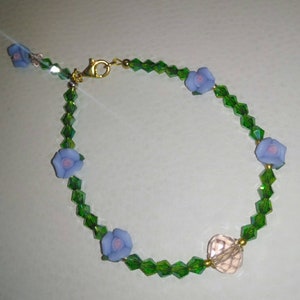 Vermeil Sterling Silver, Crystal & Porcelain Rose Bracelet