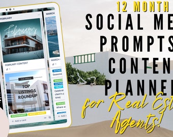 Real Estate Marketing Social Media Prompts, Planner and Calendar Template