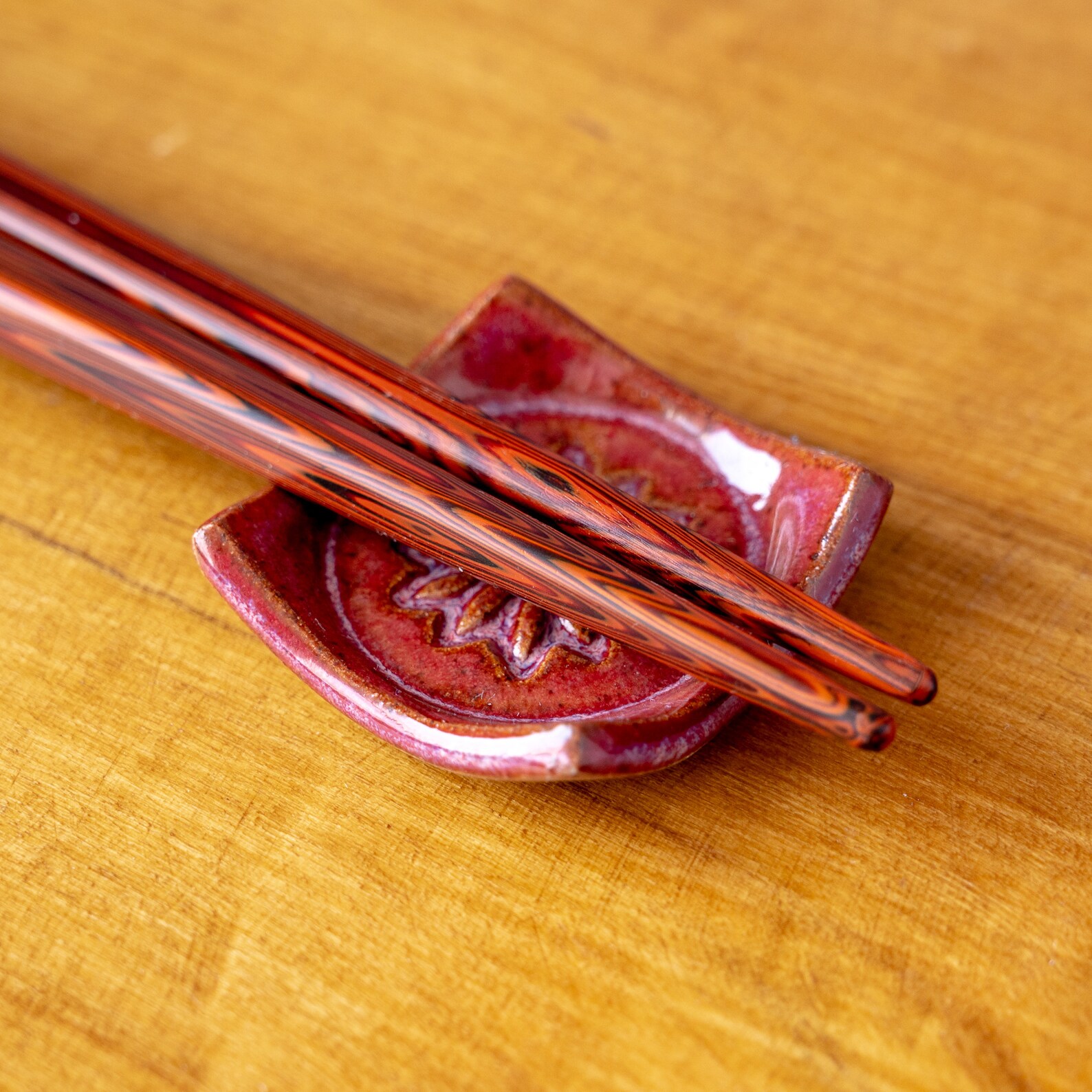 Ceramic Chopstick Rests in Red. Set of 4 Handmade Textured in Etsy