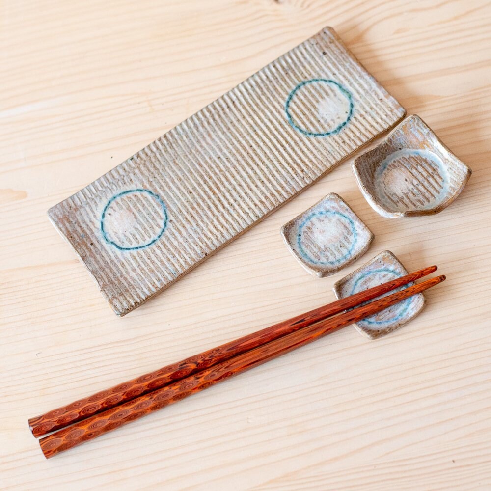 Sushi Serving Set with chopstick rests. Ceramic Sushi Dishes Etsy