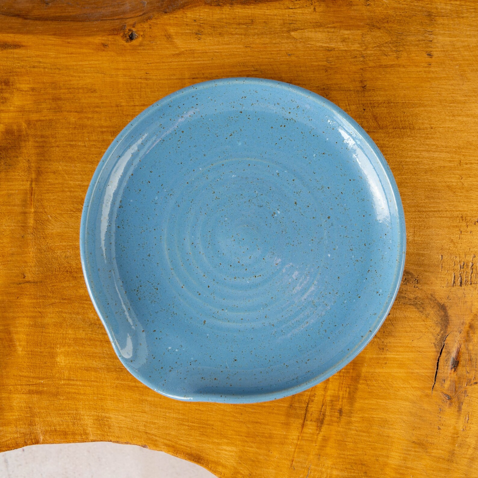 Rustic Spoon Rest in Pastel Blue Glaze With Spiral Marks Etsy UK