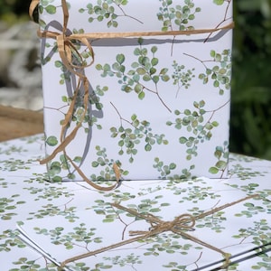 Eukalyptus Handgemaltes Design, Aquarelle, Verzauberter Eukalyptus - luxus Geschenkpapier - x 2 Blatt,