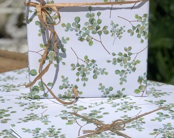 Eucalyptus Hand painted design, watercolours, Enchanted Eucalyptus - luxury Gift Wrapping - x 2 sheets,
