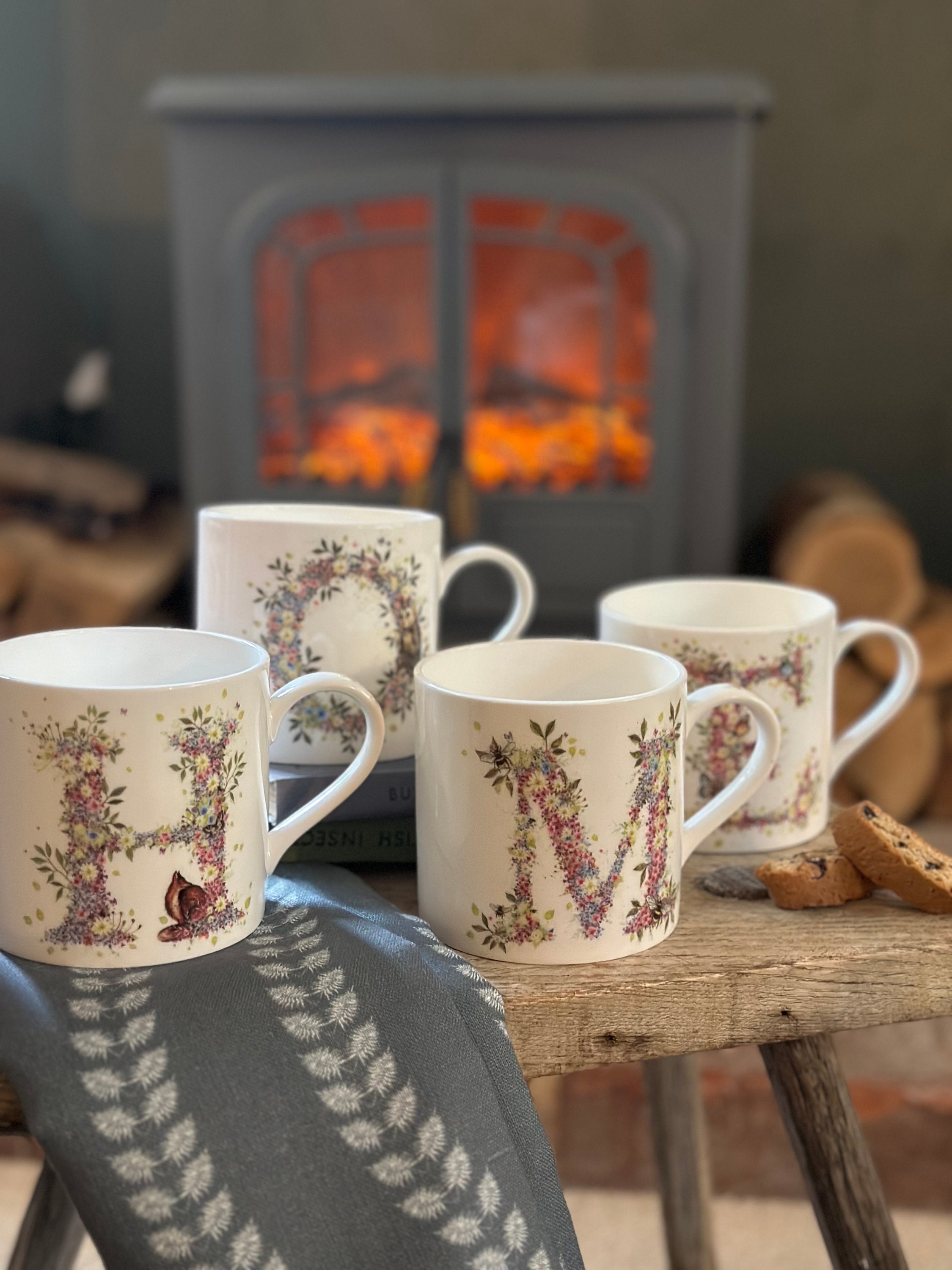 Tazza Personalizzata Boston In Porcellana Fine | Lettera Alfabeto A-Z | Regalo Unico