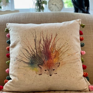 Hedgehog design Handcrafted Luxury square Cushion