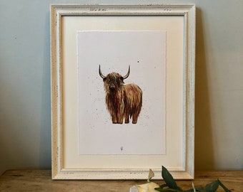 Highland Cow design Framed Giclee Print