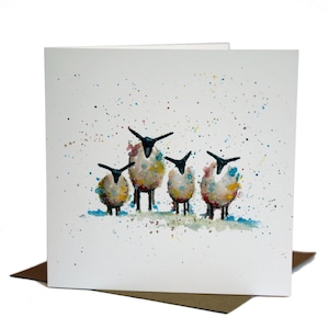 Five Sheep Family Greetings Cards