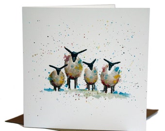 Five Sheep Family Greetings Cards