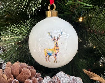 クリスマスオーナメント、鹿のデザイン、高級陶器のクリスマスツリーの