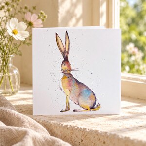 Cinq cartes de vœux Lièvre, Coffret aquarelle Faune britannique, Illustrations d'animaux de la campagne, Cartes vierges, Collection cadeau pour les amoureux de la nature