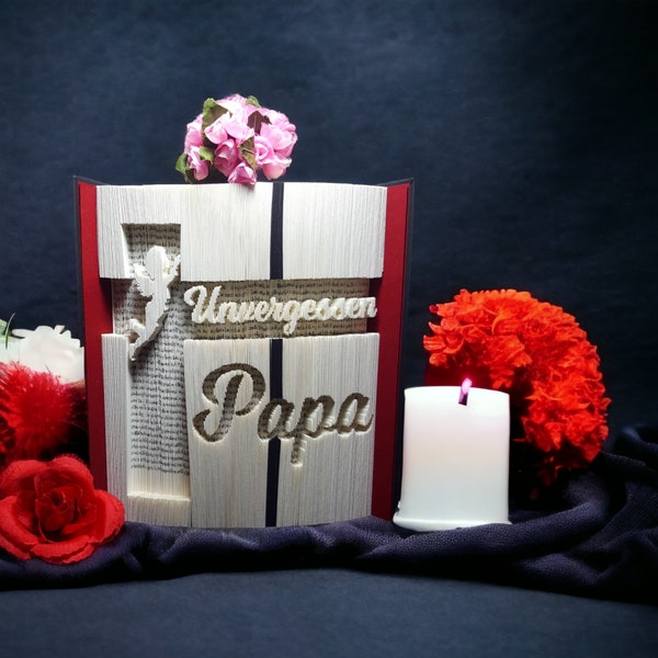 folded book, personalized, keepsake, book folding art, mourning book