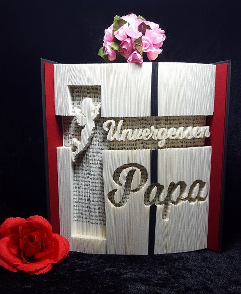 folded book, personalized, keepsake, book folding art, mourning book image 2