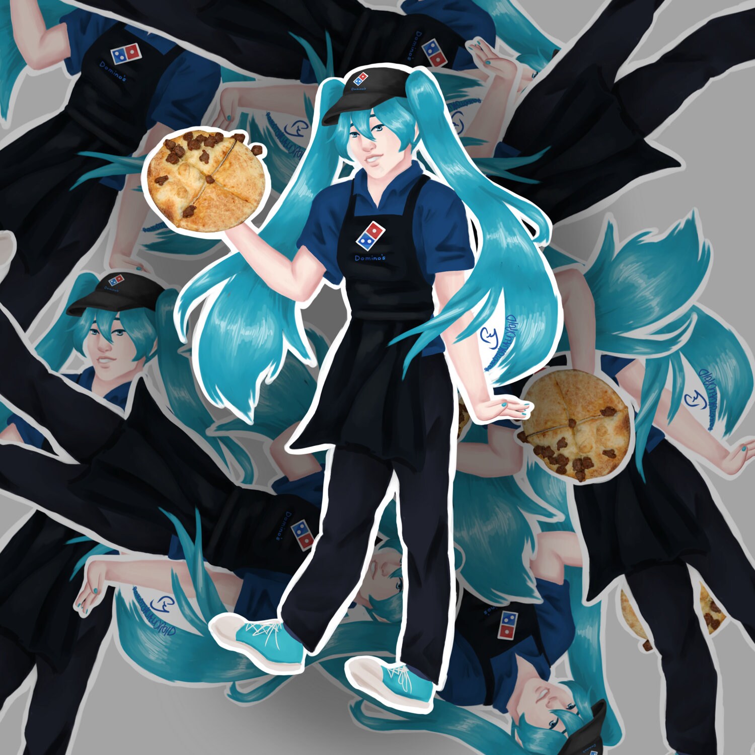 Domino Es Uniform Hatsune Miku Mini Sticker Etsy