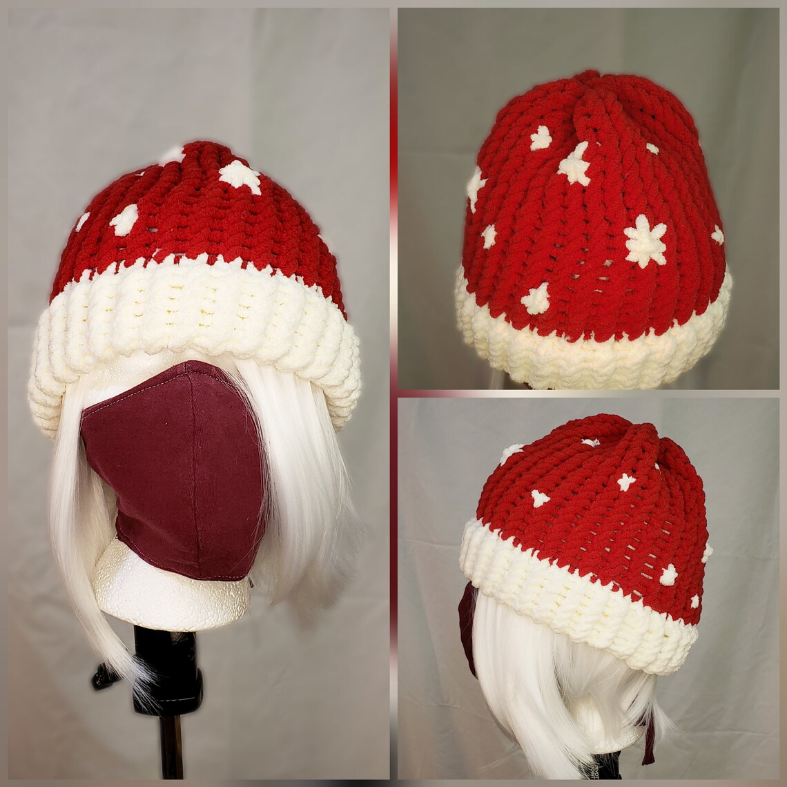 Knitted Soft Mushroom Hat Etsy
