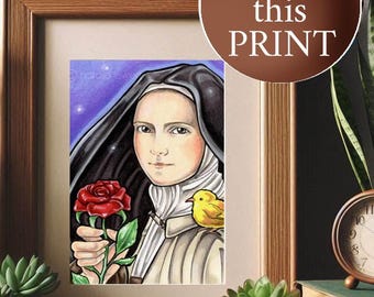St Therese Little Flower/Add A Name/Personalized Red Rose Wall Art/CUSTOMIZABLE Art/Gifted Decorative Print/Prayerful Gift/Saintly Gifts