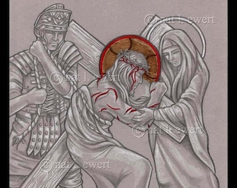 Stations of the Cross #4 Print, Gift for Friend, Confirmation, Easter, Religious, Inspirational Print, Catholic Art, Jesus Christ, Christian