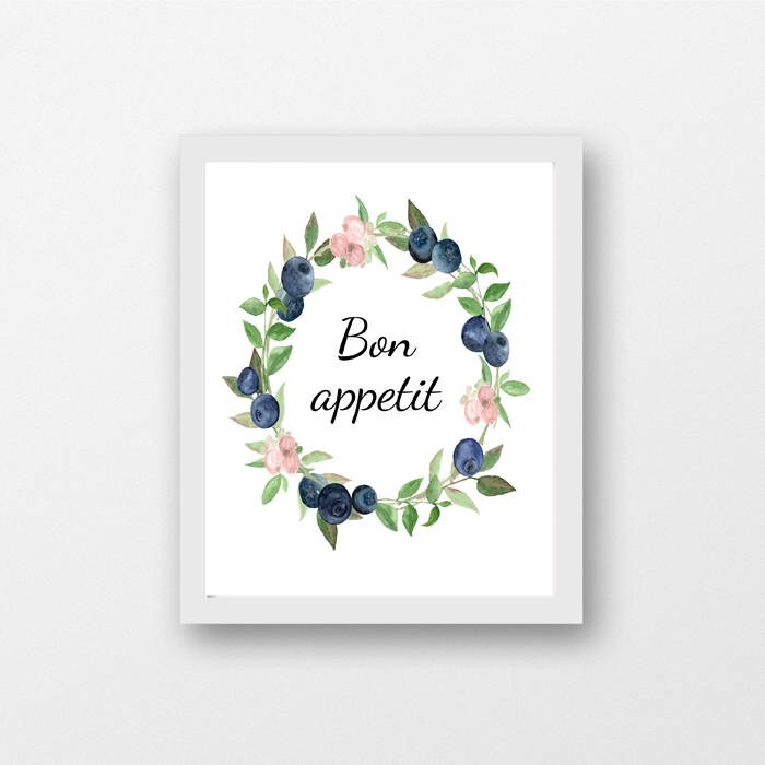 Bon Appetit, French Kitchen Art Printable, Bon Appetit Wall Art ...