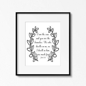 Scripture Printable Art, John 5:15, Bible Inspired Art, I Am the Vine ...