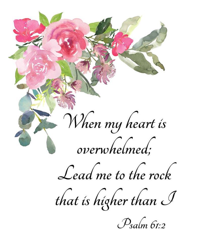 Psalm 61:2, Instant Download Bible Art, Lead Me to the Rock That is ...