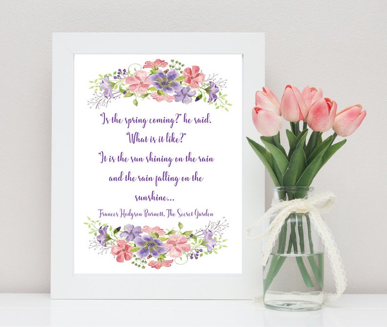 The Secret Garden Quote, is Spring Coming, Printable Wall Art, Literary