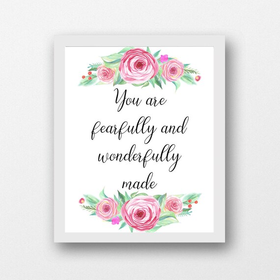 Fearfully And Wonderfully Made, Psalm 139:14, Baby Girl Nursery.