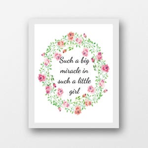Such a big miracle in such a little girl, granddaughter gift, gift for baby niece, nursery printable, baby shower gift, instant download