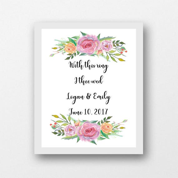 With This Ring Wedding Vows Custom Quote Printable Instant Etsy