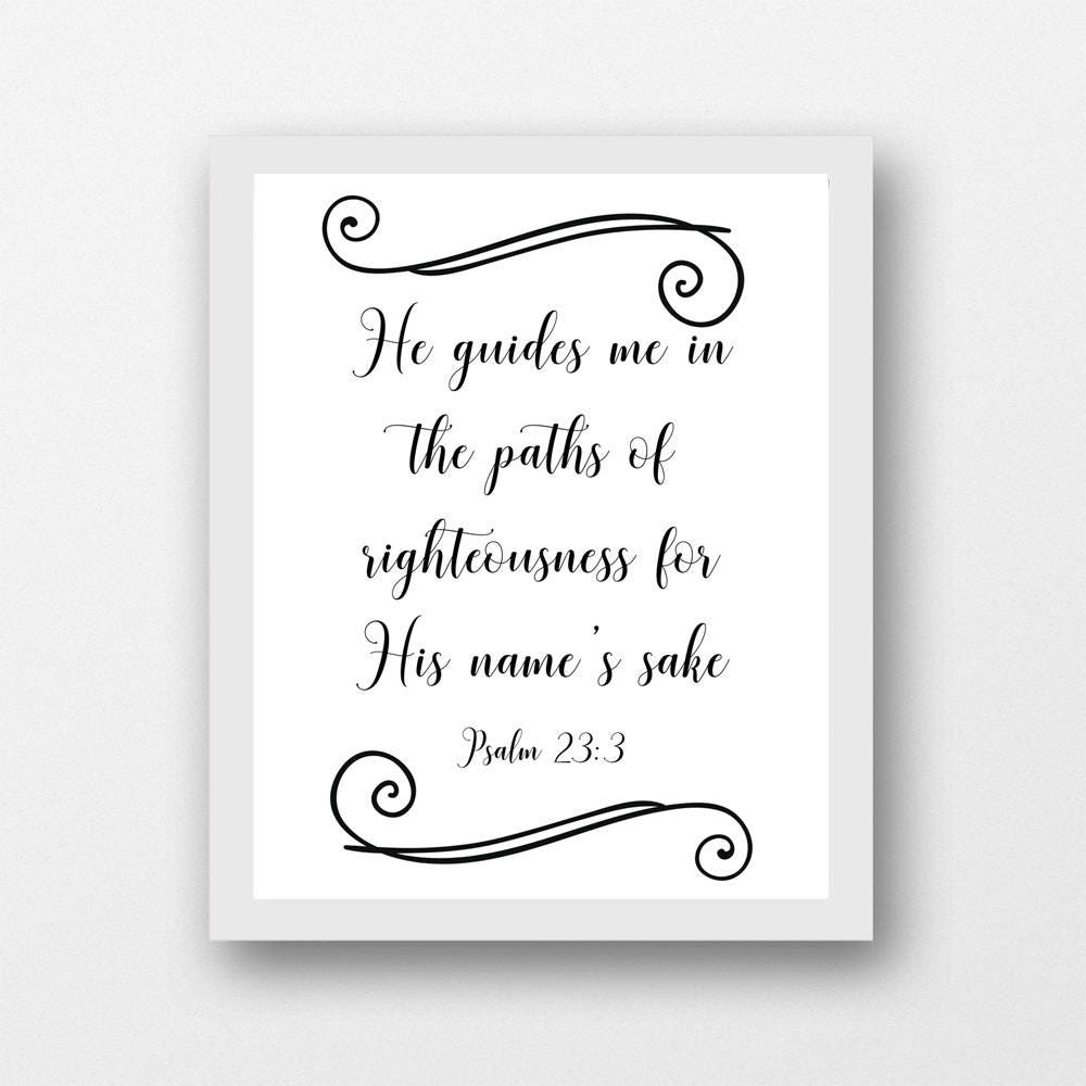 Bible Verse Wall Art, Psalm 23 Printable, Christian Printable Wall Art