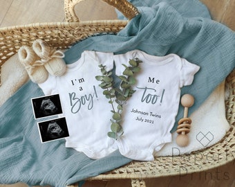 Edit-Yourself Twin Boys Pregnancy Announcement for Social Media, Baby Announcement Instant Download, Digital File, Twin Announcement