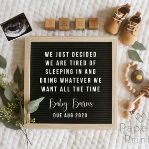 Editable Pregnancy Announcement for Social Media, Gender Neutral Baby Announcement, Digital File, Birth Announcement, letter board image 1