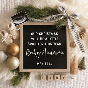 Edit-Yourself Christmas Pregnancy Announcement per i social media, Neutral Holiday Themeed Baby Announcement Digital File