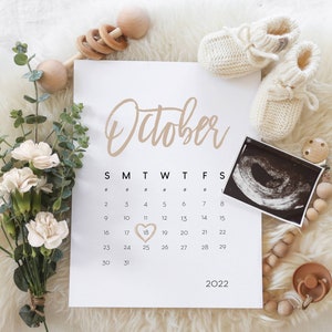 Neutral Baby Announcement for Social Media, Pregnancy Announcement, Custom Birth Announcement, Baby Due Date calendar, Minimal neutral baby