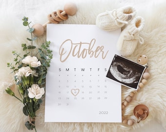 Neutral Baby Announcement for Social Media, Pregnancy Announcement, Custom Birth Announcement, Baby Due Date calendar, Minimal neutral baby