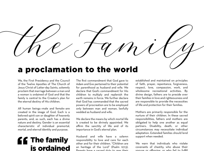 The Family Proclamation To The World Printable Modern Etsy