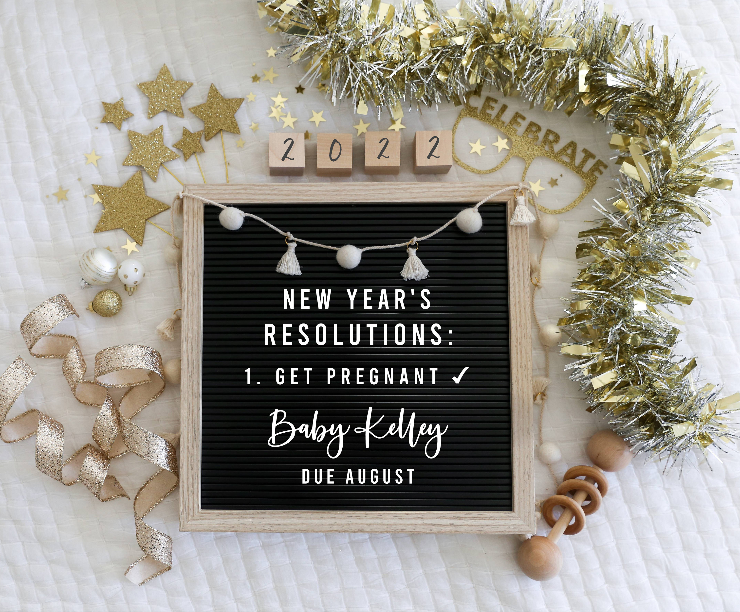 editable new years pregnancy announcement for social media, 2022